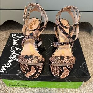 Sam Edelman Women's Snakeskin Heels - Black and Tan